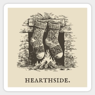 Cozy Fireplace Hearthside with Knit Socks Sticker
